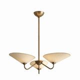 Zayla 3 Light Chandelier 34", Patina Brass and Textured Linen