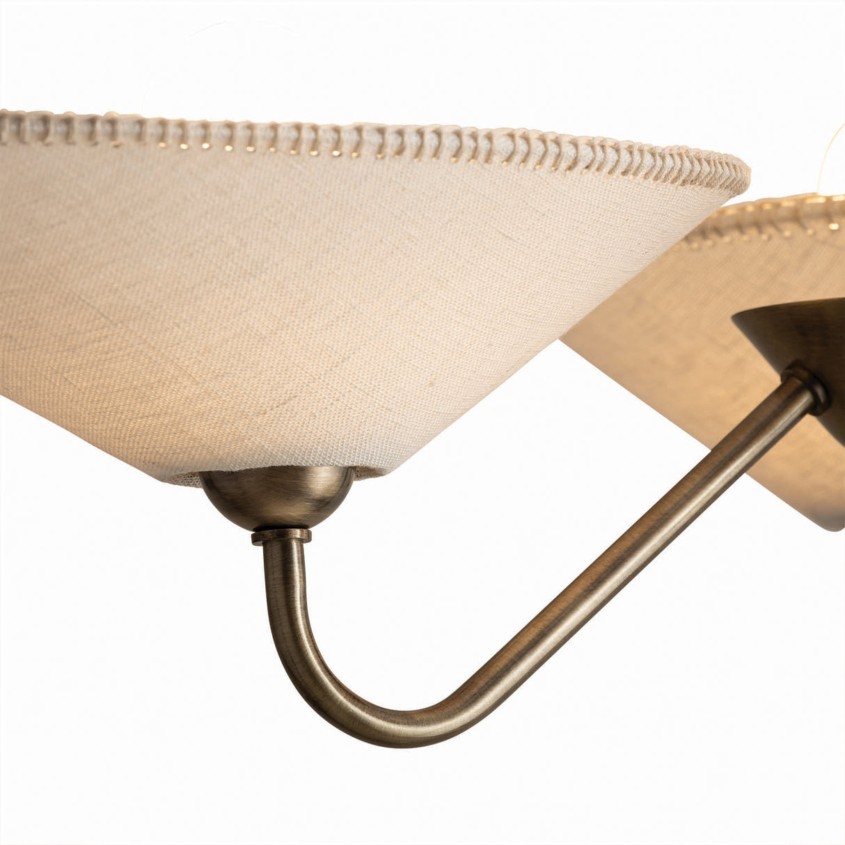 Zayla 3 Light Chandelier 34", Patina Brass and Textured Linen