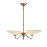 Zayla 3 Light Chandelier 34", Patina Brass and Textured Linen