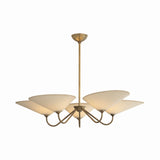 Zayla 5 Light Chandelier 46", Patina Brass and Textured Linen