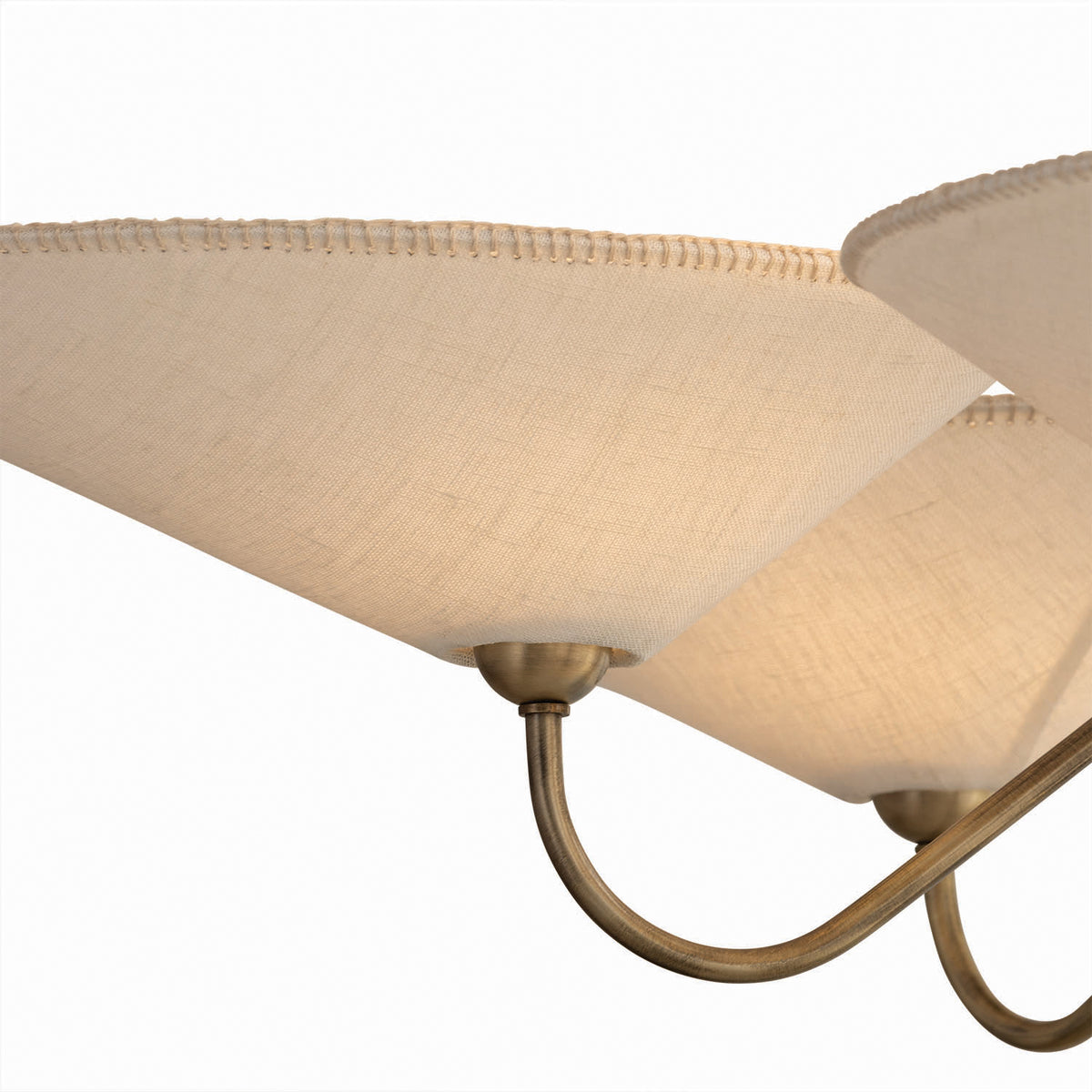 Zayla 5 Light Chandelier 46", Patina Brass and Textured Linen