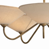 Zayla 5 Light Chandelier 46", Patina Brass and Textured Linen