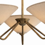 Zayla 5 Light Chandelier 46", Patina Brass and Textured Linen