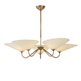 Zayla 5 Light Chandelier 46", Patina Brass and Textured Linen