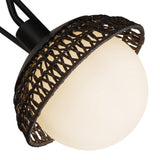 Santino 3 Light Chandelier 40", Matte Black and Black Rattan