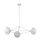 Santino 3 Light Chandelier 40", Matte White and White Rattan