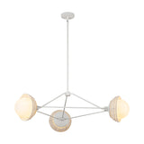 Santino 3 Light Chandelier 40", Matte White and White Rattan