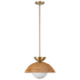 Santino Pendant 14", Brushed Brass and Natural Rattan