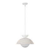 Santino Pendant 14", Matte White and White Rattan