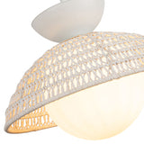 Santino Pendant 14", Matte White and White Rattan