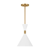 Errol Small LED Pendant 10", Modern Brass and Matte White