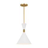Errol Small LED Pendant 10", Modern Brass and Matte White