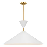 Errol Extra Large LED Pendant 30", Modern Brass and Matte White