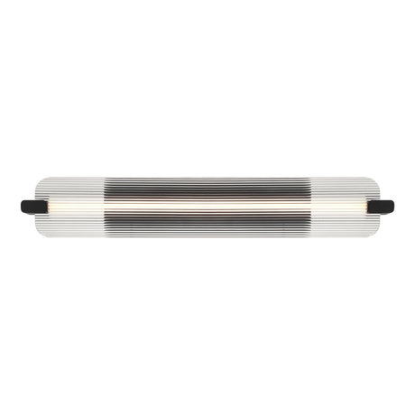 Halden Indoor/Outdoor LED Wall Sconce 34", Matte Black and Clear Glass