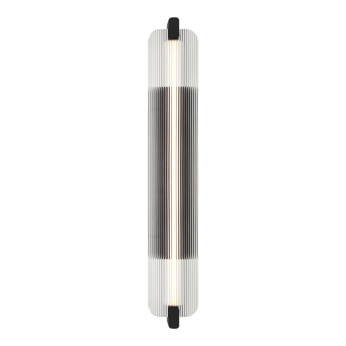 Halden Indoor/Outdoor LED Wall Sconce 34", Matte Black and Clear Glass