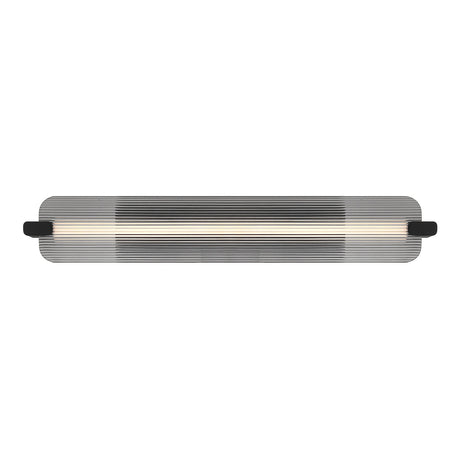 Halden Indoor/Outdoor LED Wall Sconce 34", Matte Black and Smoke Glass