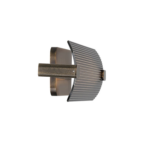 Halden LED Wall Sconce 25", Weathered Brass and Smoke Glass
