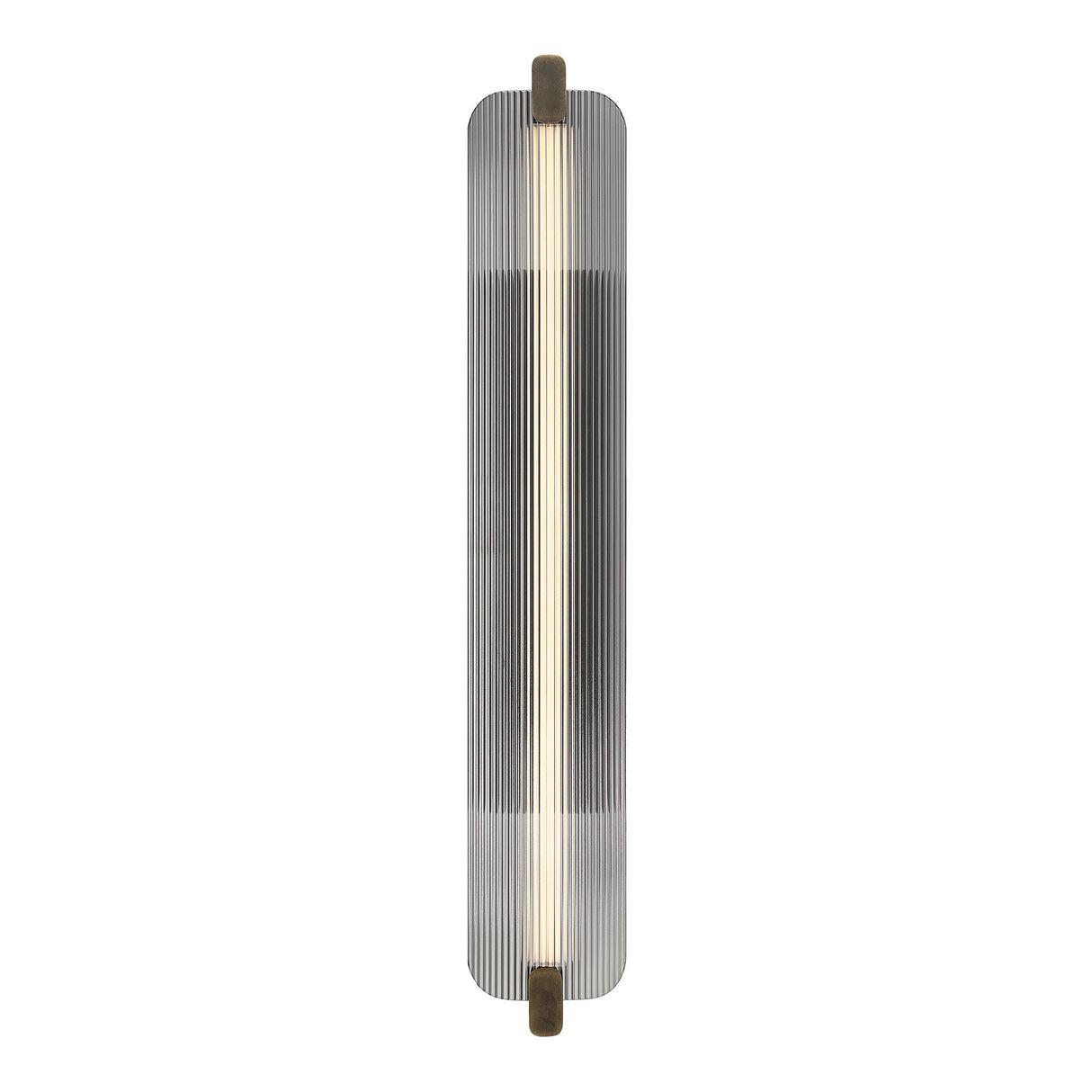 Halden LED Wall Sconce 34", Weathered Brass and Smoke Glass