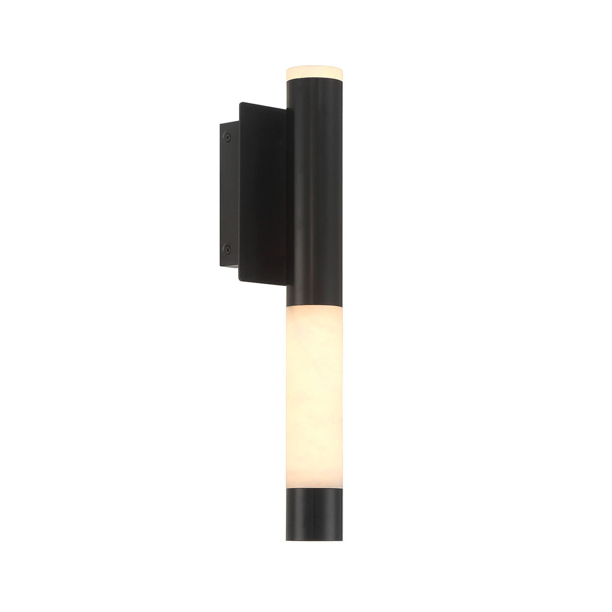 Anders Indoor/Outdoor LED Wall Sconce, Medium 16", Matte Black and Alabaster