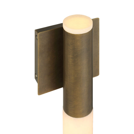 Anders Medium LED Wall Sconce 16", Weathered Brass and Alabaster