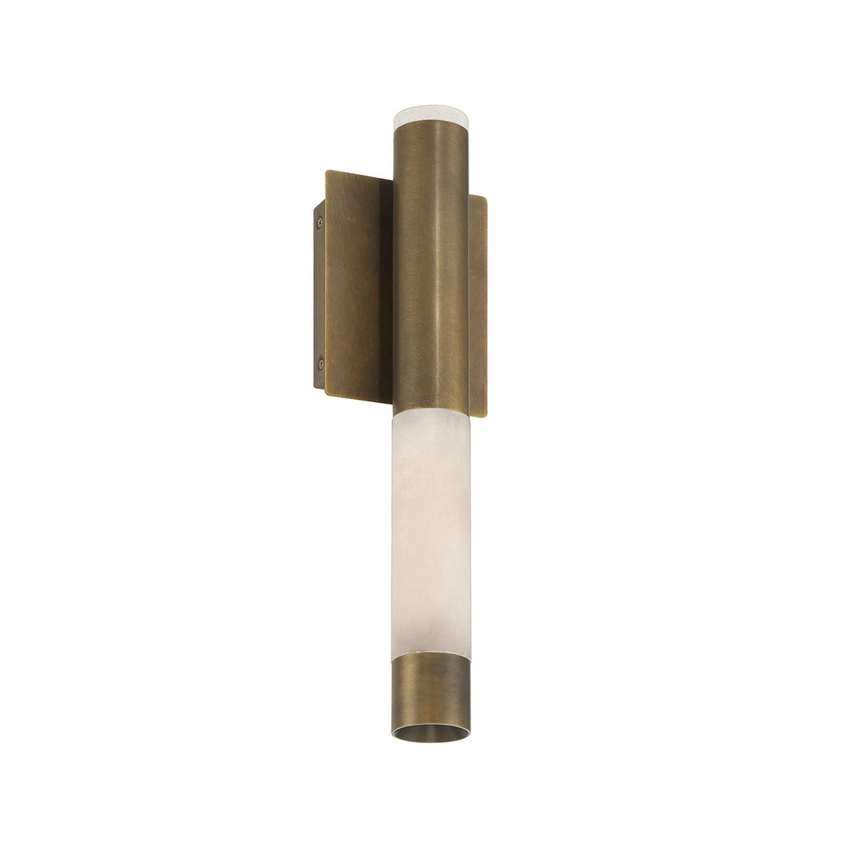 Anders Medium LED Wall Sconce 16", Weathered Brass and Alabaster