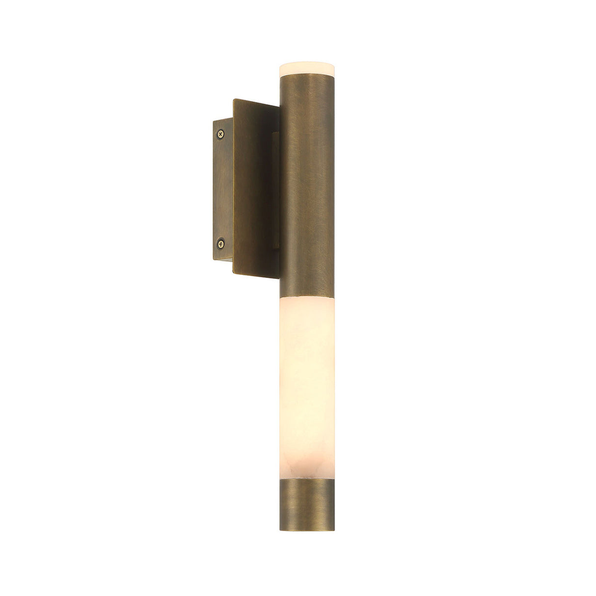 Anders Medium LED Wall Sconce 16", Weathered Brass and Alabaster