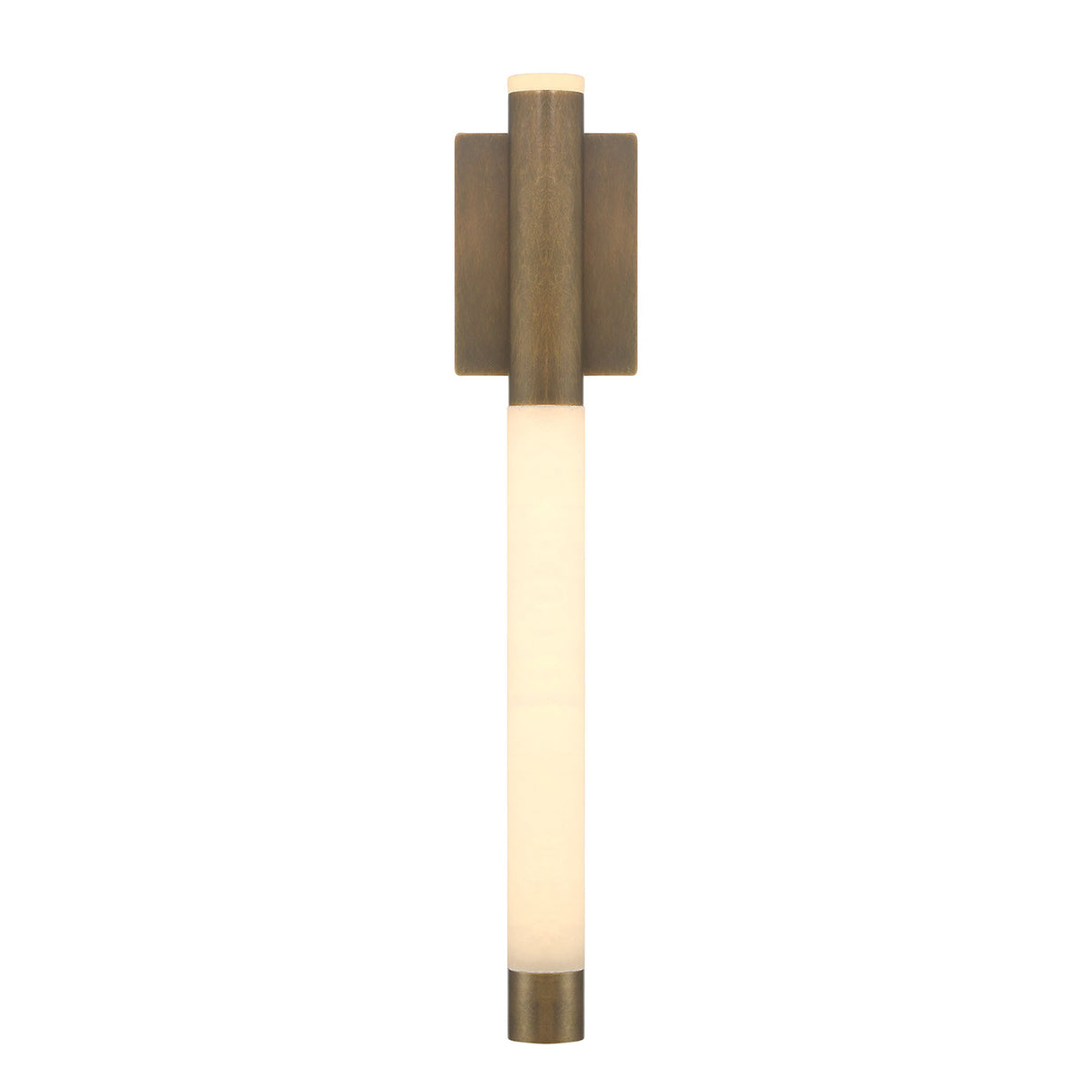 Anders Large LED Wall Sconce 24", Weathered Brass and Alabaster