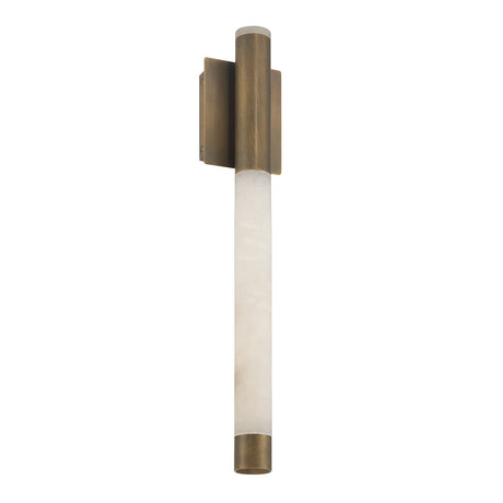 Anders Large LED Wall Sconce 24", Weathered Brass and Alabaster