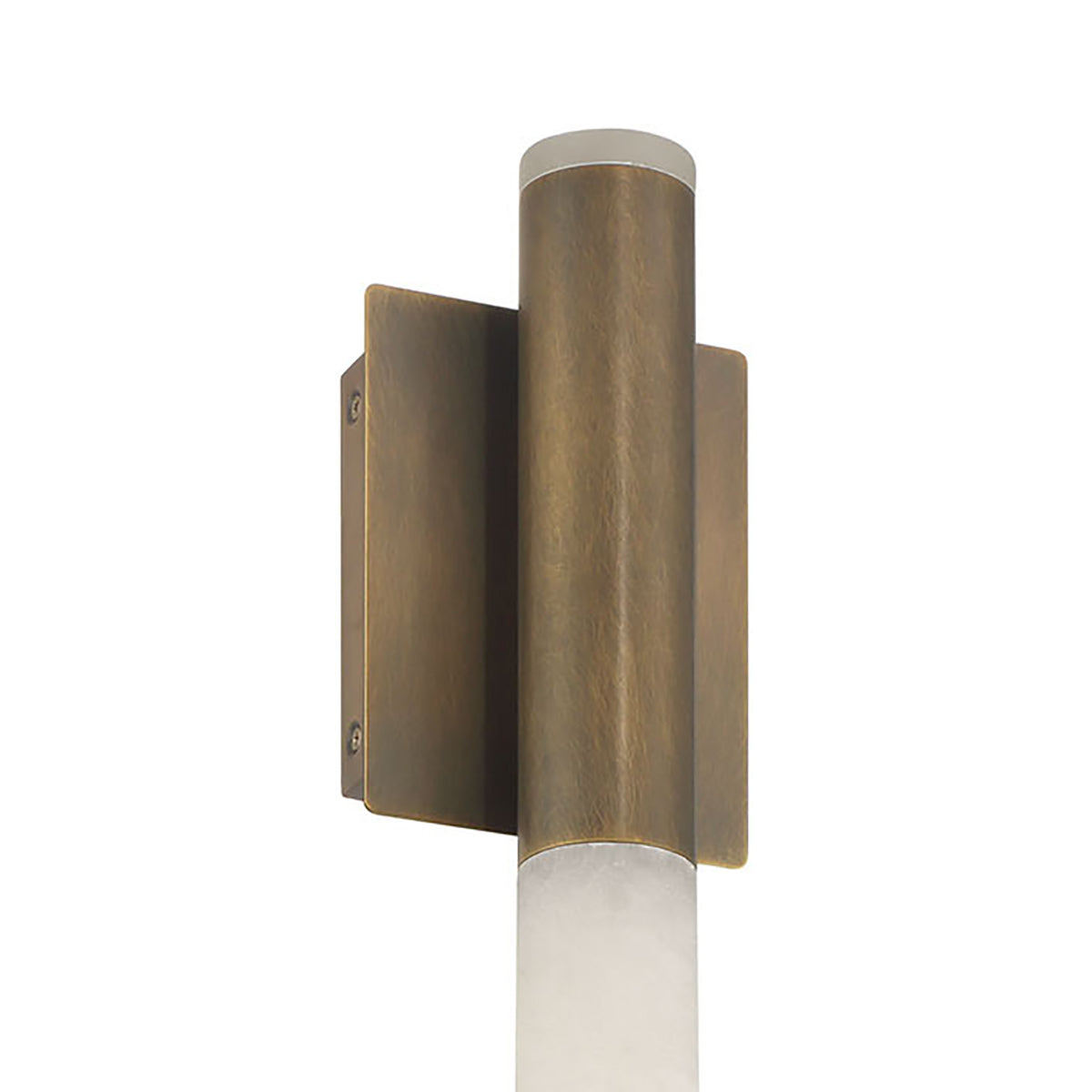 Anders Large LED Wall Sconce 24", Weathered Brass and Alabaster
