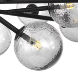 Zinnia Chandelier 32", Matte Black and Hammered Smoke Glass