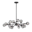 Zinnia Starburst 20-Globe Chandelier 32", Matte Black and Hammered Smoke Glass