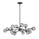 Zinnia Starburst 20-Globe Chandelier 32", Matte Black and Hammered Smoke Glass