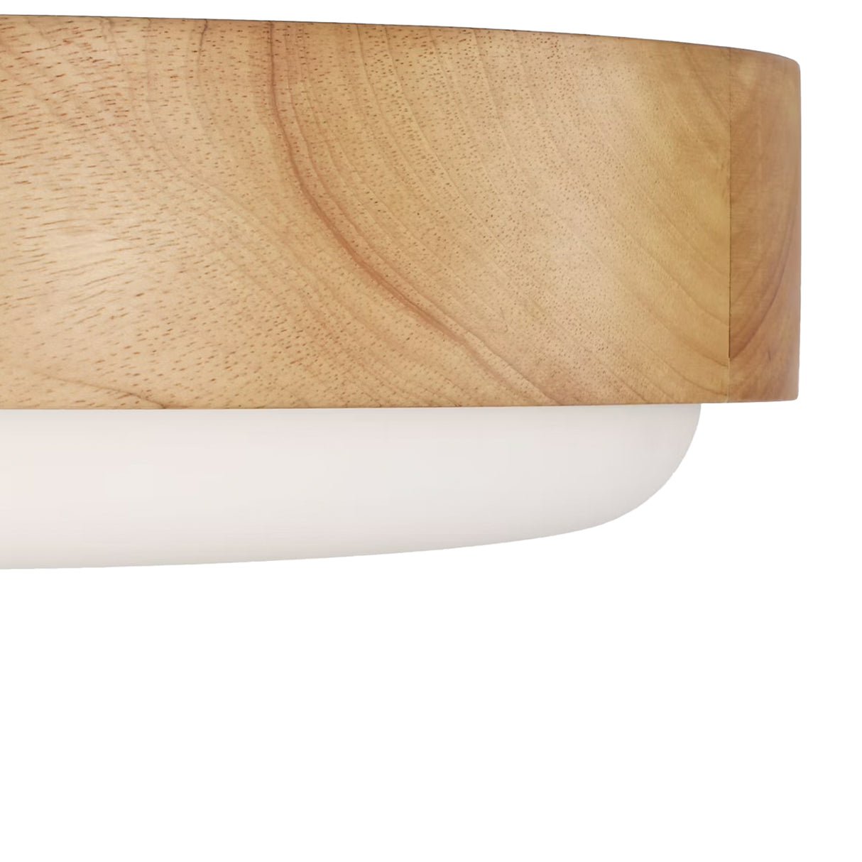 Windham Medium Flush Mount 18", Natural Wood and Opal Glass
