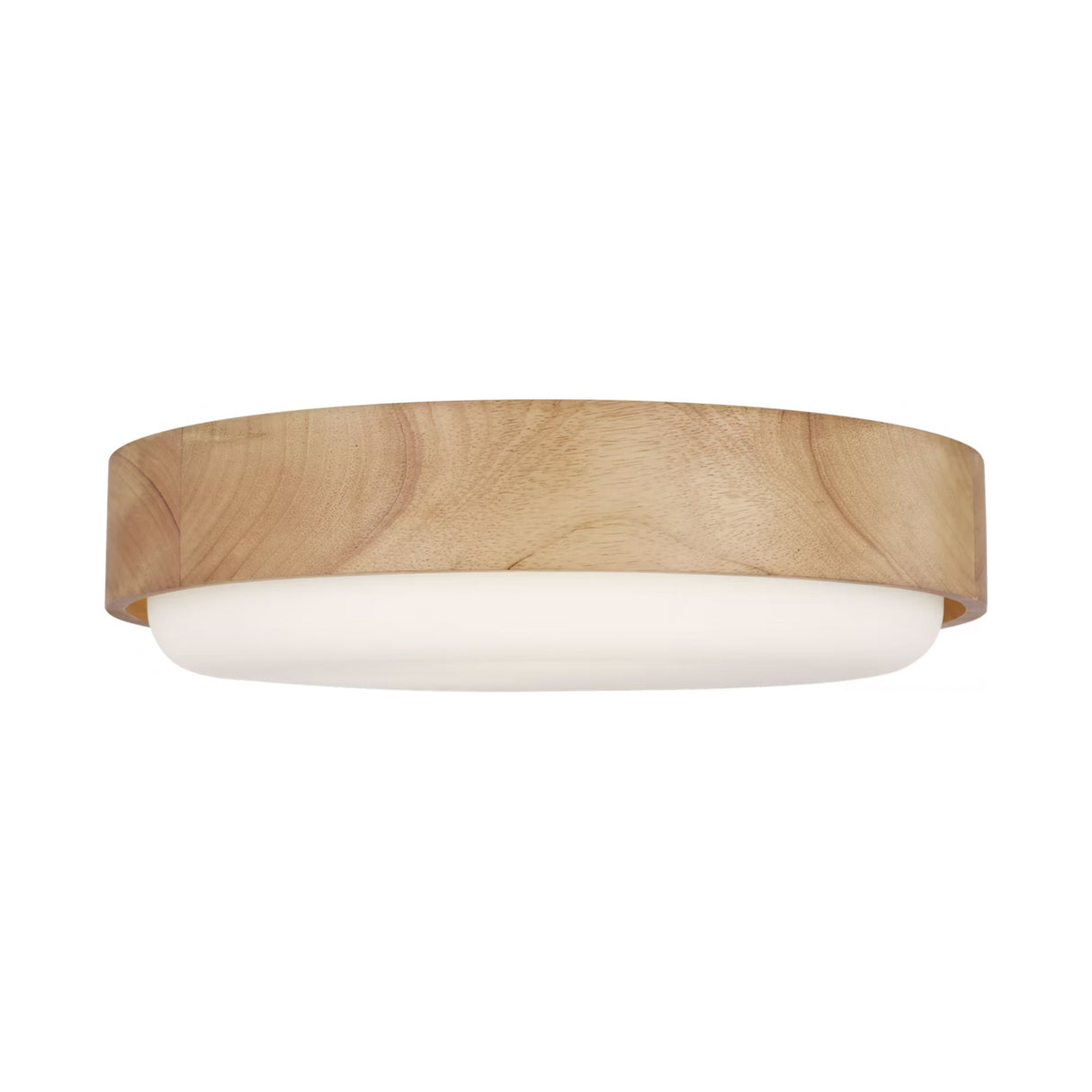 Windham Medium Flush Mount 18", Natural Wood and Opal Glass