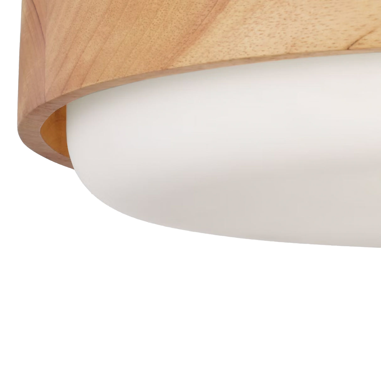 Windham Medium Flush Mount 18", Natural Wood and Opal Glass