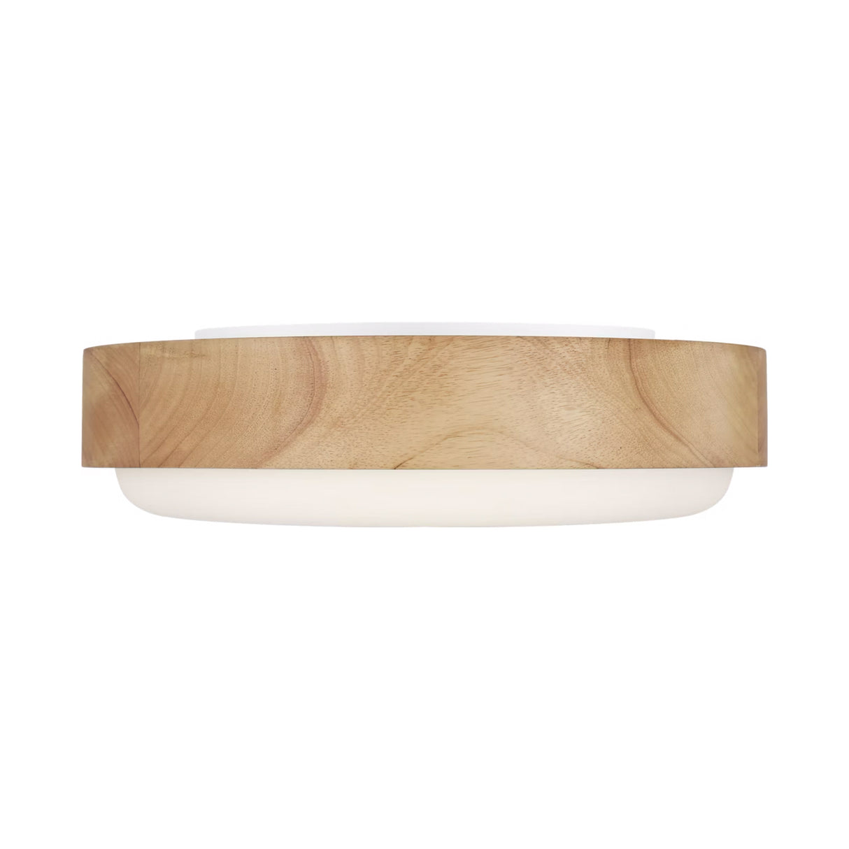 Windham Medium Flush Mount 18", Natural Wood and Opal Glass
