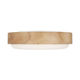 Windham Medium Flush Mount 18", Natural Wood and Opal Glass