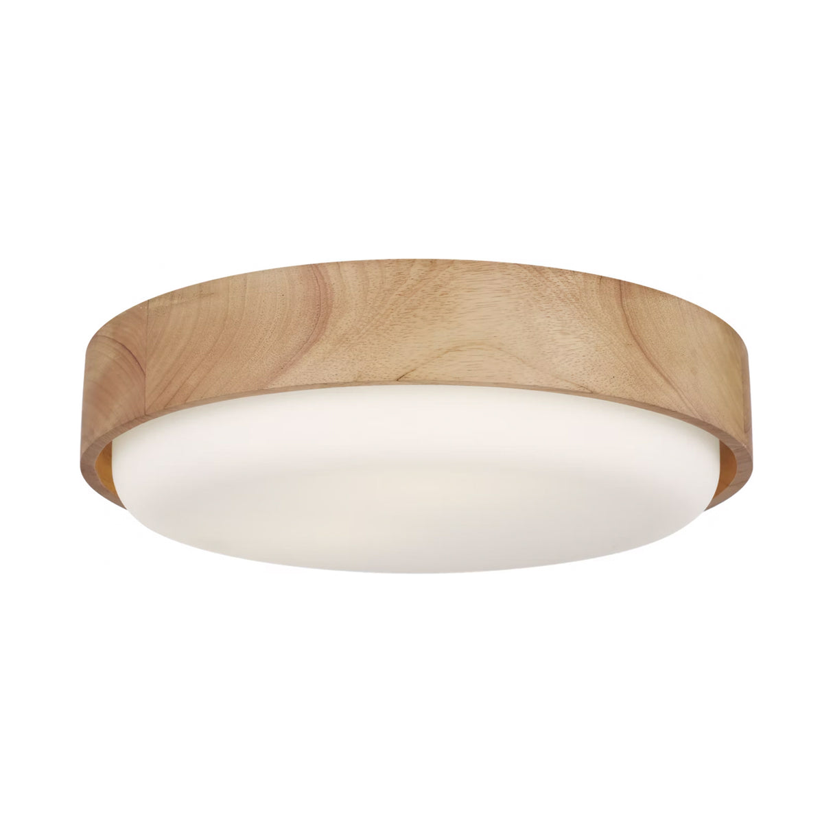 Windham Medium Flush Mount 18", Natural Wood and Opal Glass