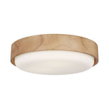 Windham Medium Flush Mount 18", Natural Wood and Opal Glass