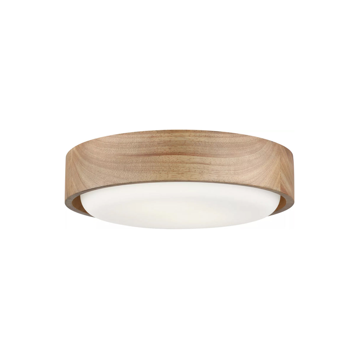 Windham Small Flush Mount 13", Natural Wood and Opal Glass