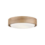 Windham Small Flush Mount 13", Natural Wood and Opal Glass