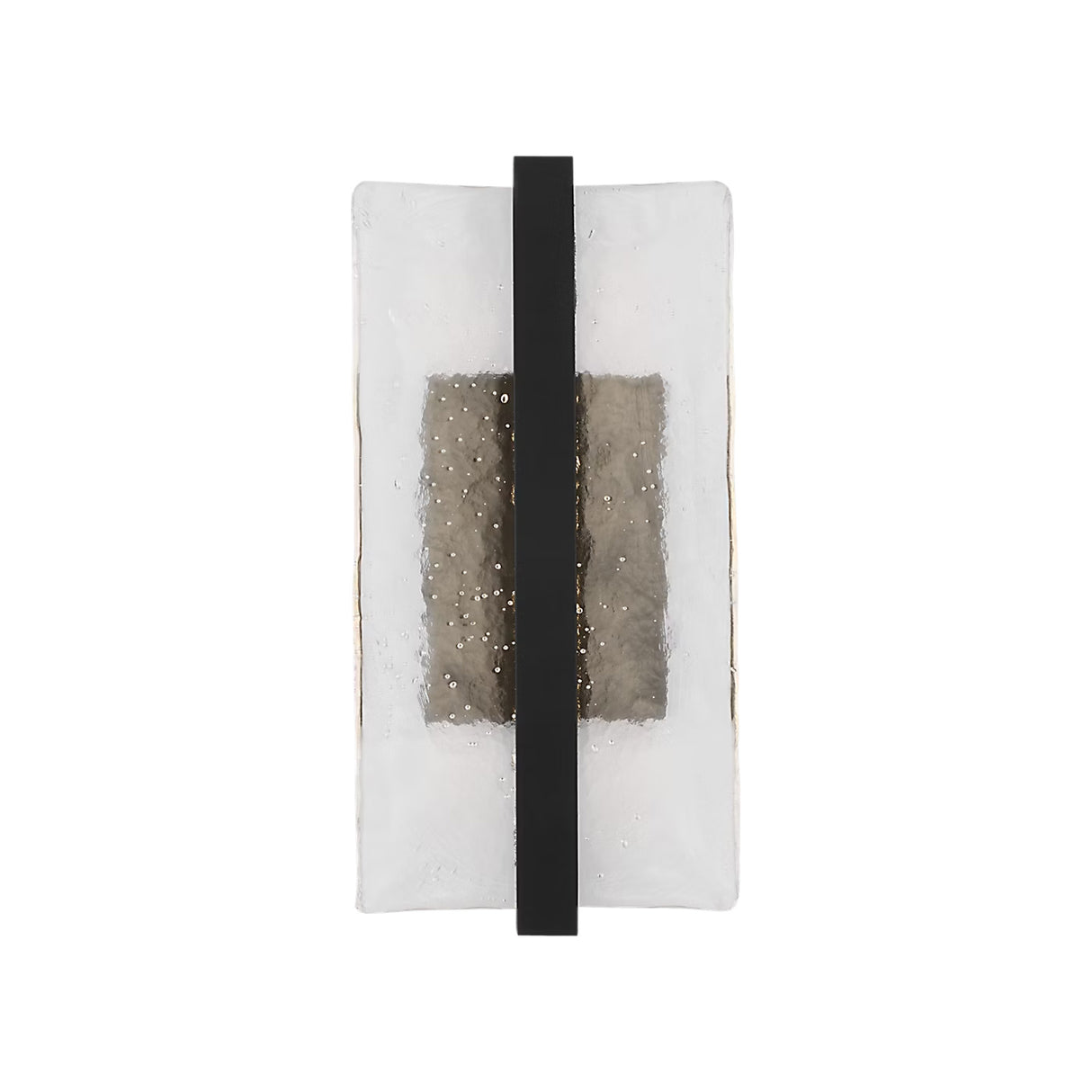 Kendrick LED Outdoor Wall Light, Small 15", Textured Black and Seeded Cast Glass