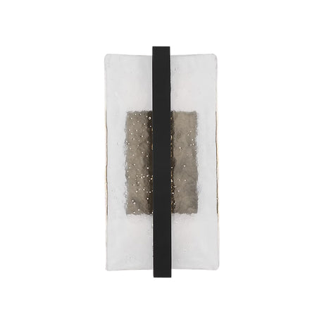 Kendrick LED Outdoor Wall Light, Small 15", Textured Black and Seeded Cast Glass