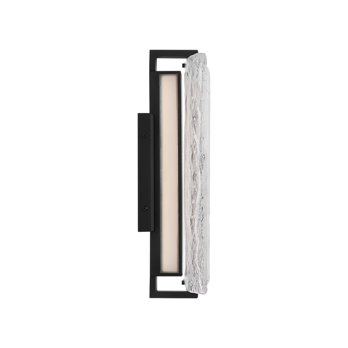 Kendrick LED Outdoor Wall Light, Small 15", Textured Black and Seeded Cast Glass