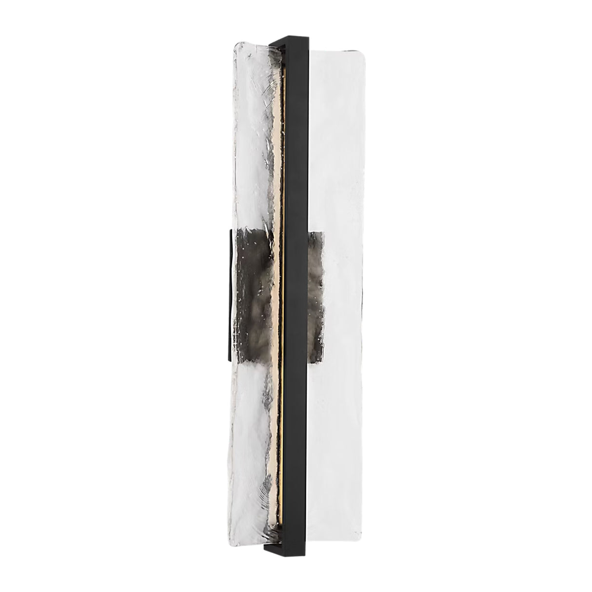 Kendrick LED Outdoor Wall Light, Large 27", Textured Black and Seeded Cast Glass