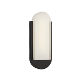 Locke Outdoor LED Wall Sconce, Small 14", Textured Black and Frosted Glass