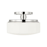 Lavinia Semi-Flush 11", Polished Nickel and Opal Glass