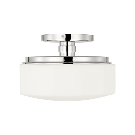 Lavinia Semi-Flush 11", Polished Nickel and Opal Glass