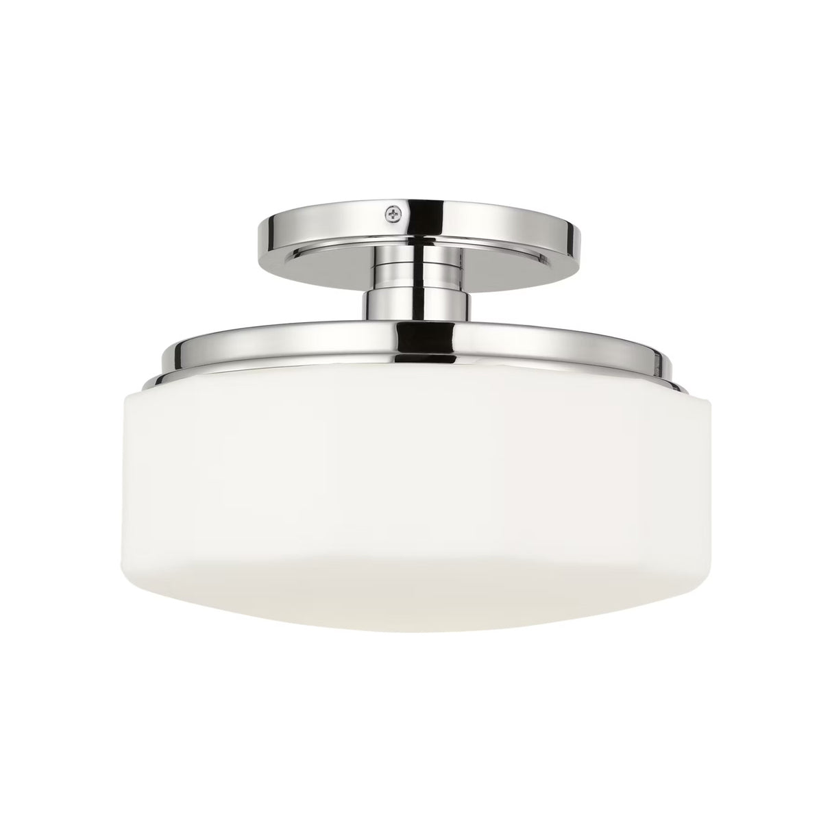 Lavinia Semi-Flush 11", Polished Nickel and Opal Glass