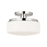 Lavinia Semi-Flush 11", Polished Nickel and Opal Glass
